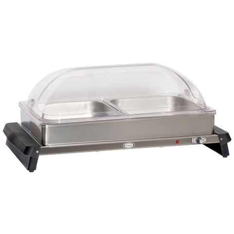 Cadco WTBS-2RT Electric Countertop Buffet Server with Rolltop Lid, 2-Pan Capacity