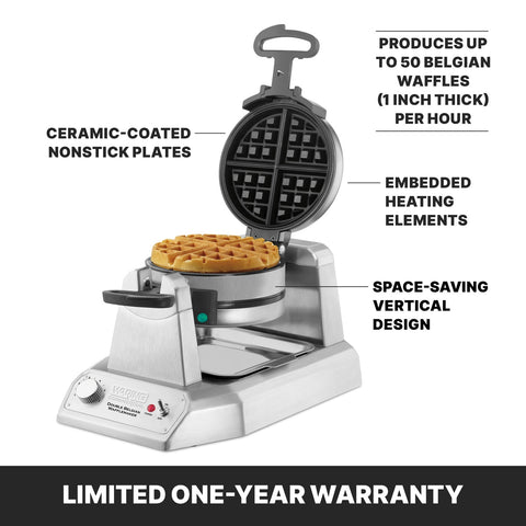 Waring WW200 Double Belgian Waffle Maker (Vertical, Rotary)
