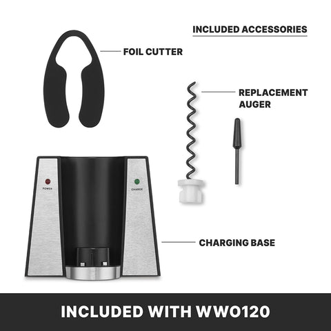 Waring WWO120 Portable Rechargeable Electric Wine Bottle Opener