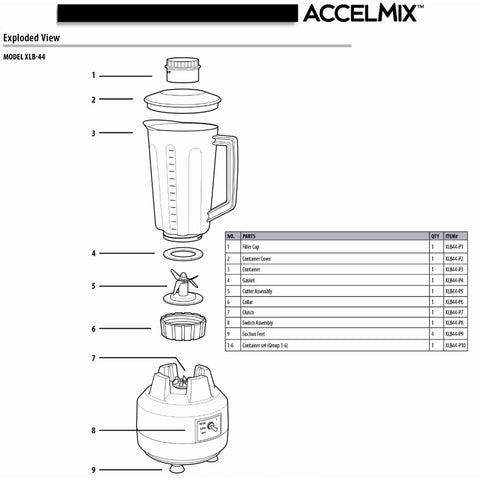 Winco XLB-44 44 oz Commercial Blender