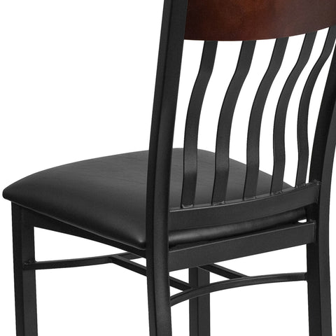Flash Furniture XU-DG-60618-WAL-BLKV-GG Hercules Eclipse Series Restaurant Chair with Walnut Slat Back and Black Vinyl Seat