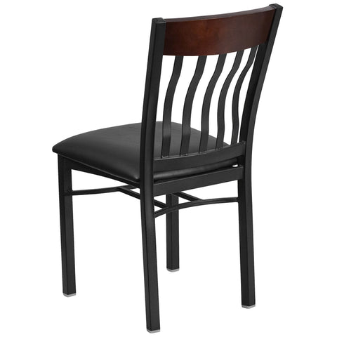 Flash Furniture XU-DG-60618-WAL-BLKV-GG Hercules Eclipse Series Restaurant Chair with Walnut Slat Back and Black Vinyl Seat