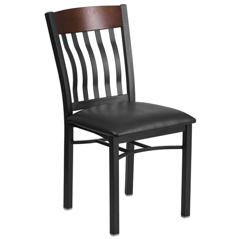 Flash Furniture XU-DG-60618-WAL-BLKV-GG Hercules Eclipse Series Restaurant Chair with Walnut Slat Back and Black Vinyl Seat