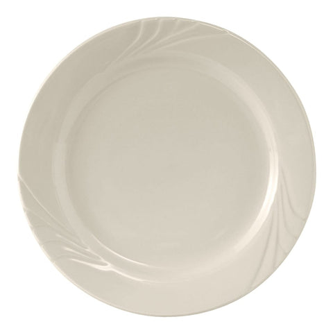Tuxton China YEA-090 9" Round Monterey Plate - American White/Eggshell