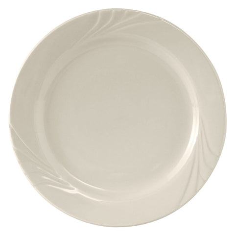 Tuxton China YEA-096 9-3/4" Round Monterey Plate - Ceramic, American White/Eggshell