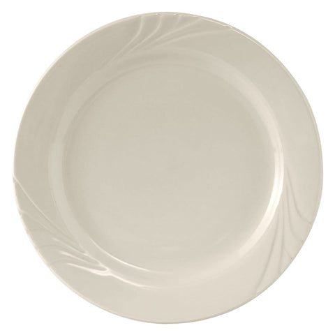 Tuxton China YEA-096 9-3/4" Round Monterey Plate - Ceramic, American White/Eggshell