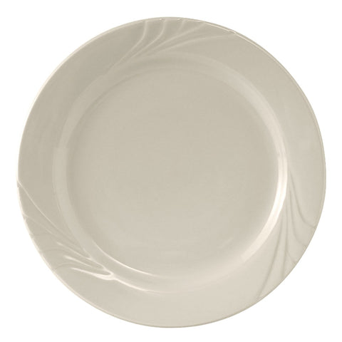 Tuxton China YEA-102 10-1/4" Round Monterey Ceramic Dinner Plate - American White/Eggshell