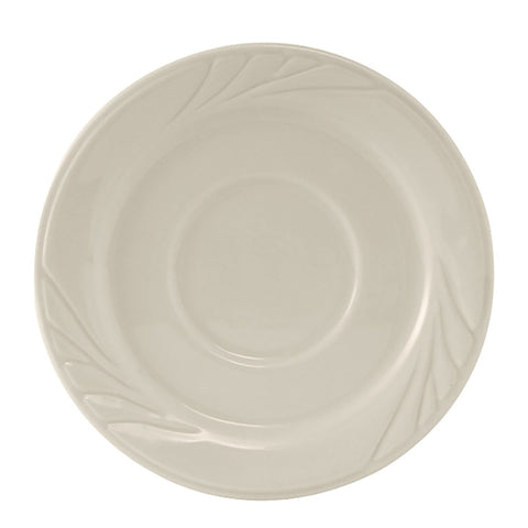 Tuxton China YEE-054 5-1/2" Round Monterey Eggshell Embossed China Saucer