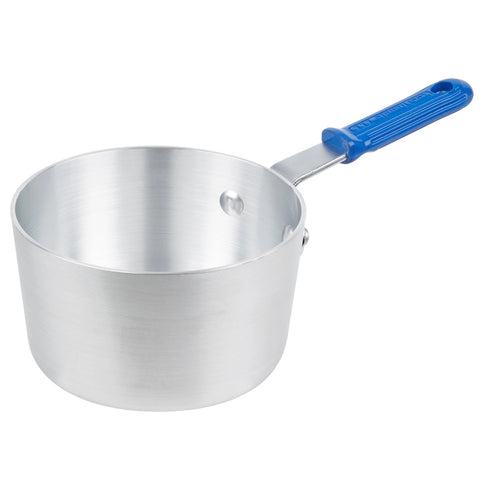 Vollrath Z434112 Wear-Ever 1.5 Qt. Tapered Aluminum Sauce Pan with Cool Handle Blue Silicone Grip