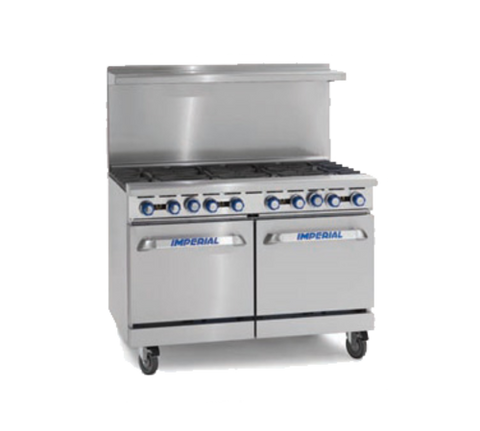 Imperial Range IR-8 Pro Series 48 in Natural Gas 8-Burner Range with (2) 20 in Space Saver Ovens, 310,000 BTU
