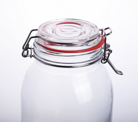 CW-10800F Enhanced 28 Oz. Glass Storage Jar with Lock Seal - EA-Enhanced Glassware