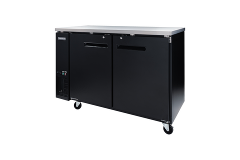 Enhanced Refrigeration EBB-2F-HC Back Bar Cooler 27" D, Black Exterior, Stainless Steel Top, 2-Door