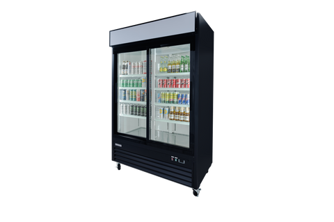 Enhanced Refrigeration EGDM-45R-SD-HC 45 cu. ft. 2-Door Sliding Glass Merchandiser Refrigerator, Black Exterior