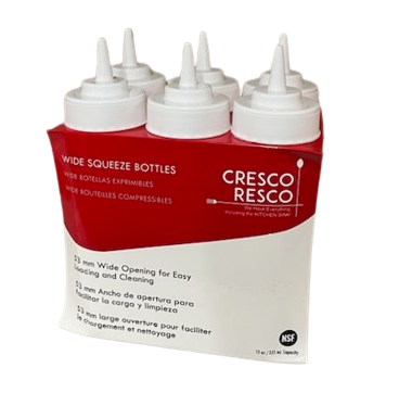Cresco Resco ESBW-16PK Wide Mouth Squeeze Bottles, 16 oz, 6-Pack