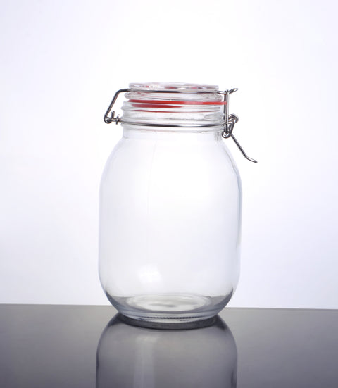 CW-11800F Enhanced 63 Oz. Glass Storage Jar with Lock Seal - EA-Enhanced Glassware