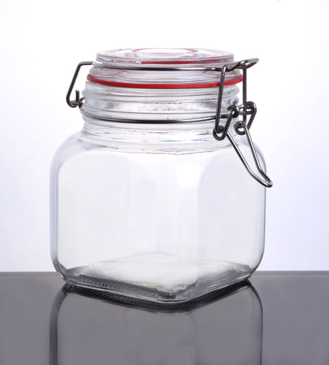 CW-40800F Enhanced 30 Oz. Glass Storage Jar with Lock Seal - EA