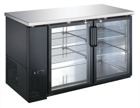 EBB-2G-HC Back Bar cooler 58" Two Glass Doors-Enhanced Refrigeration