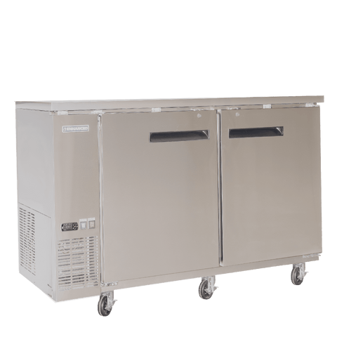 EBB-24-60FSS-HC 60" W x 24" D refrigerated back bar cooler with stainless steel exterior, two glass doors