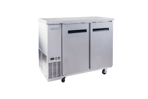 Enhanced Refrigeration EBB-24-48FSS-HC 48" Back Bar Cooler with 2 Solid Doors, Stainless Steel Exterior