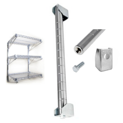 E-PW34C Enhanced Wall Post Kit 34" Chrome-Enhanced Wire Shelving
