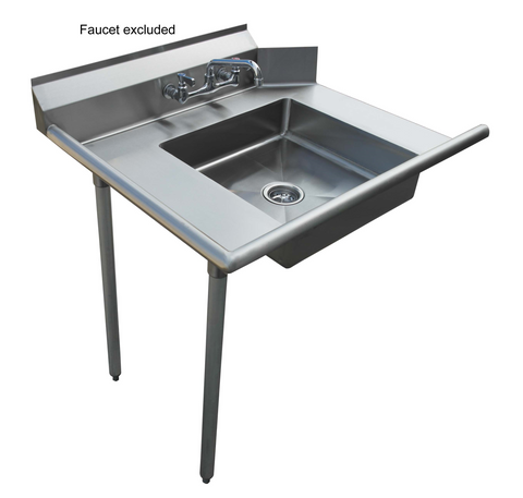 Enhanced SS & Equipment E-SDT-36L 36" Soiled Dishtable with Left-Side Pre-Rinse Bowl