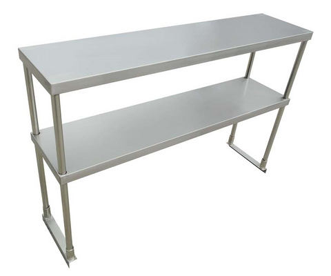 Enhanced SS & Equipment E-DOS-1247 18-Gauge 430 Stainless Steel Double Tier Overshelf, 12" x 46-7/8" x 32"H