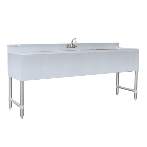 E-BAR3B72-LR Enhanced 72" Bar Sink with 3" Backsplash, 3 Tubs, Right/Left Drainboards-Enhanced SS & Equipment