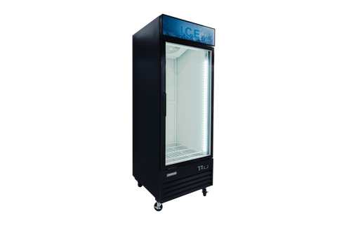 Enhanced Refrigeration EGDM-ICE1-HC Single Glass Door Ice Merchandiser Freezer, 23 Cu. Ft., Black