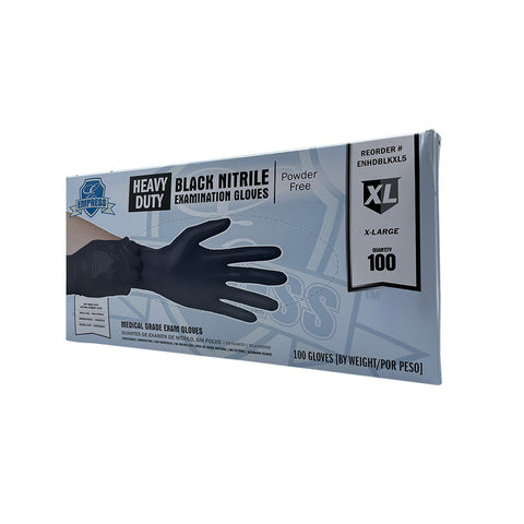 Empress ENHDGPPFBLKXL5 General Purpose 5 mil Heavy Duty Black Nitrile Gloves, Extra Large, 100/Box