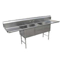 E-S3C181814-18LR-316 Enhanced 18"D x 18"W Sink, 3 Tubs with Right/Left Drainboards-Enhanced SS & Equipment