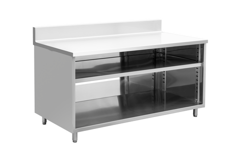 Enhanced SS & Equipment E-COF-2460-4B416 Stainless Steel Open Front Cabinet 24"x60"x36"H