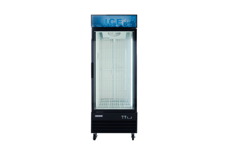 Enhanced Refrigeration EGDM-ICE1-HC Single Glass Door Ice Merchandiser Freezer, 23 Cu. Ft., Black
