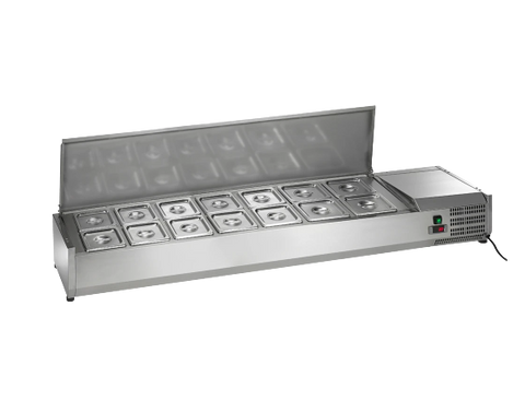 Enhanced Refrigeration CTSP-78-15G-HC 78" Countertop Refrigerated Sandwich and Toppings Station with Glass Cover