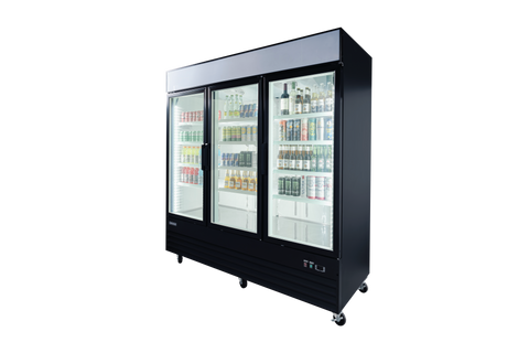 Enhanced Refrigeration EGDM-60R-HC Enhanced 3-Door Glass Merchandiser Refrigerator, Black Exterior