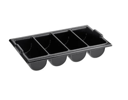 CB4BK Enhanced Cutlery bin, 4-compartment, black, plastic