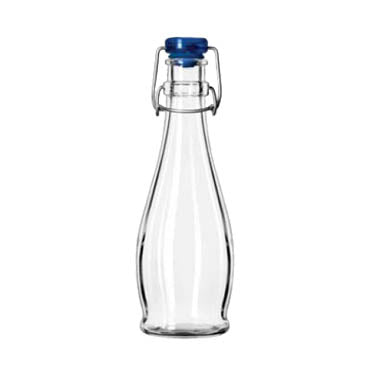 13151017 Libbey 12 Oz. Oil/Vinegar Cruet/Water Bottle w/ Blue Wire Bail Lid - EA