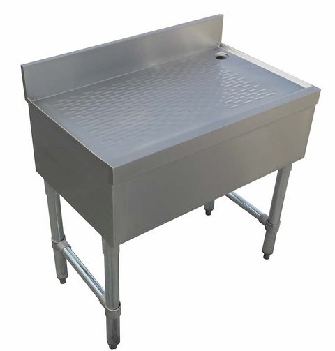 Enhanced SS & Equipment E-BDU-1824 Enhanced Bar Drainboard Unit, 18-1/2"x24"x30"H with 3" Backsplash