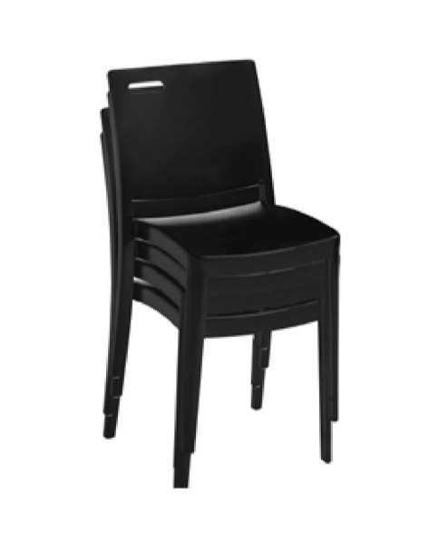 US563017 Grosfillex Metro Stacking Side Chair, Black-Grosfillex