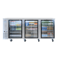 EBB-4G-SS-HC 90" W x 27" D refrigerated back bar cooler with stainless steel exterior, three glass doors-Enhanced Refrigeration