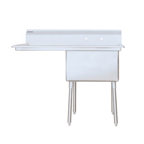Enhanced SS & Equipment E-S1C242414-24L-316 1-Tub Sink with 24" Left Drainboard, 24"x24"x14\" 16GA 316 Stainless Steel