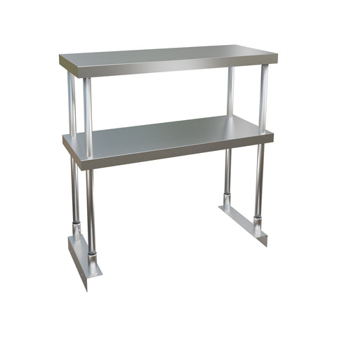 Enhanced Stainless Steel E-OSDA-1224 Double Adjustable Over Shelf, 12x24, Stainless Steel