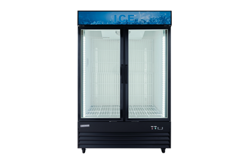 Enhanced Refrigeration EGDM-ICE2-HC 2-Door Glass Ice Merchandiser Freezer, 36 cu. ft., Black