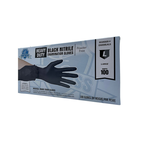 ENHDBLKL5 Empress Heavy Duty Nitrile Glove Large, Black, 100/ea