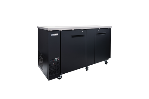 Enhanced Refrigeration EBB-3F-HC Enhanced 69" Refrigerated Back Bar Cooler, 2-Door, Black Exterior, Stainless Steel Top