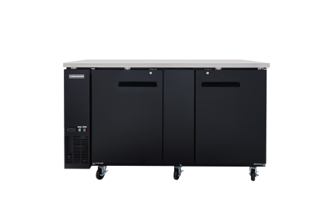 Enhanced Refrigeration EBB-3F-HC Enhanced 69" Refrigerated Back Bar Cooler, 2-Door, Black Exterior, Stainless Steel Top