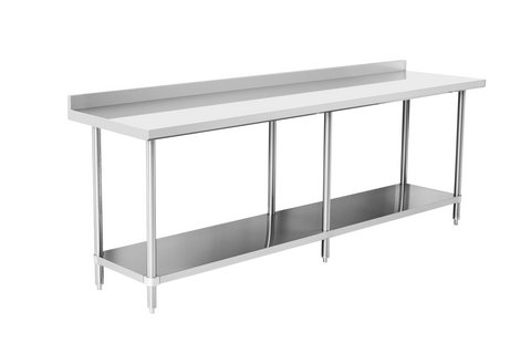 E-WTG-2460-2R-418 Enhanced 24"D x 60"W Work Table with Galvanized Underself, 2" Backsplash