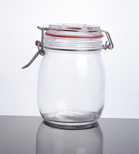 CW-10800F Enhanced 28 Oz. Glass Storage Jar with Lock Seal - EA-Enhanced Glassware