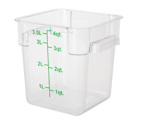 ESC4C Cresco Resco Food Storage Container, 4 Qt., Square, Clear-Enhanced Smallwares