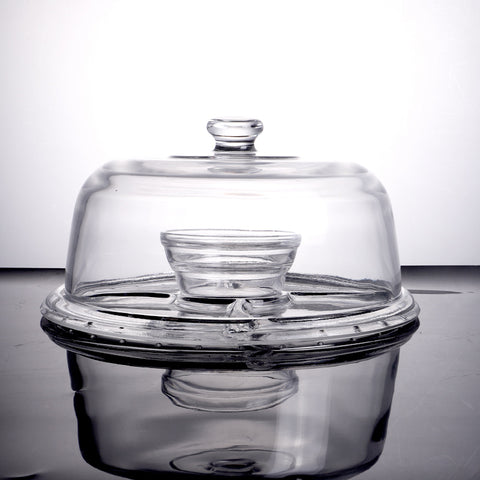 PL-9212 Enhanced Cake stand with dome cover, plain, glass