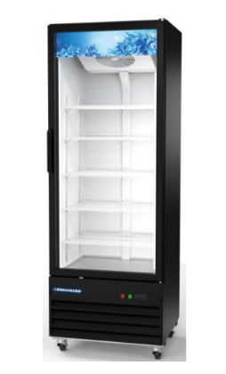 Enhanced Refrigeration EGDM-29R-HC Single Glass Door Refrigerated Merchandiser, Black Exterior